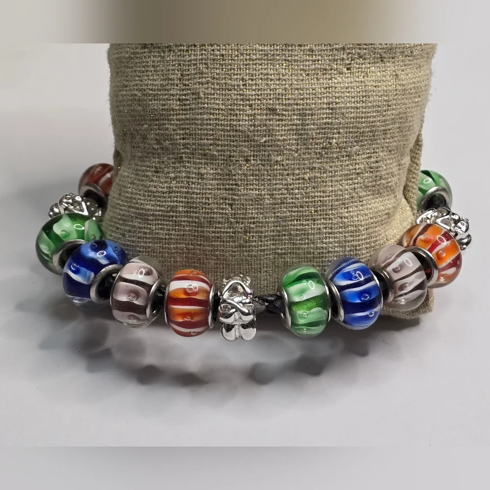 Treska Men's Large‎ Multicolor Beaded Charm Bracelet